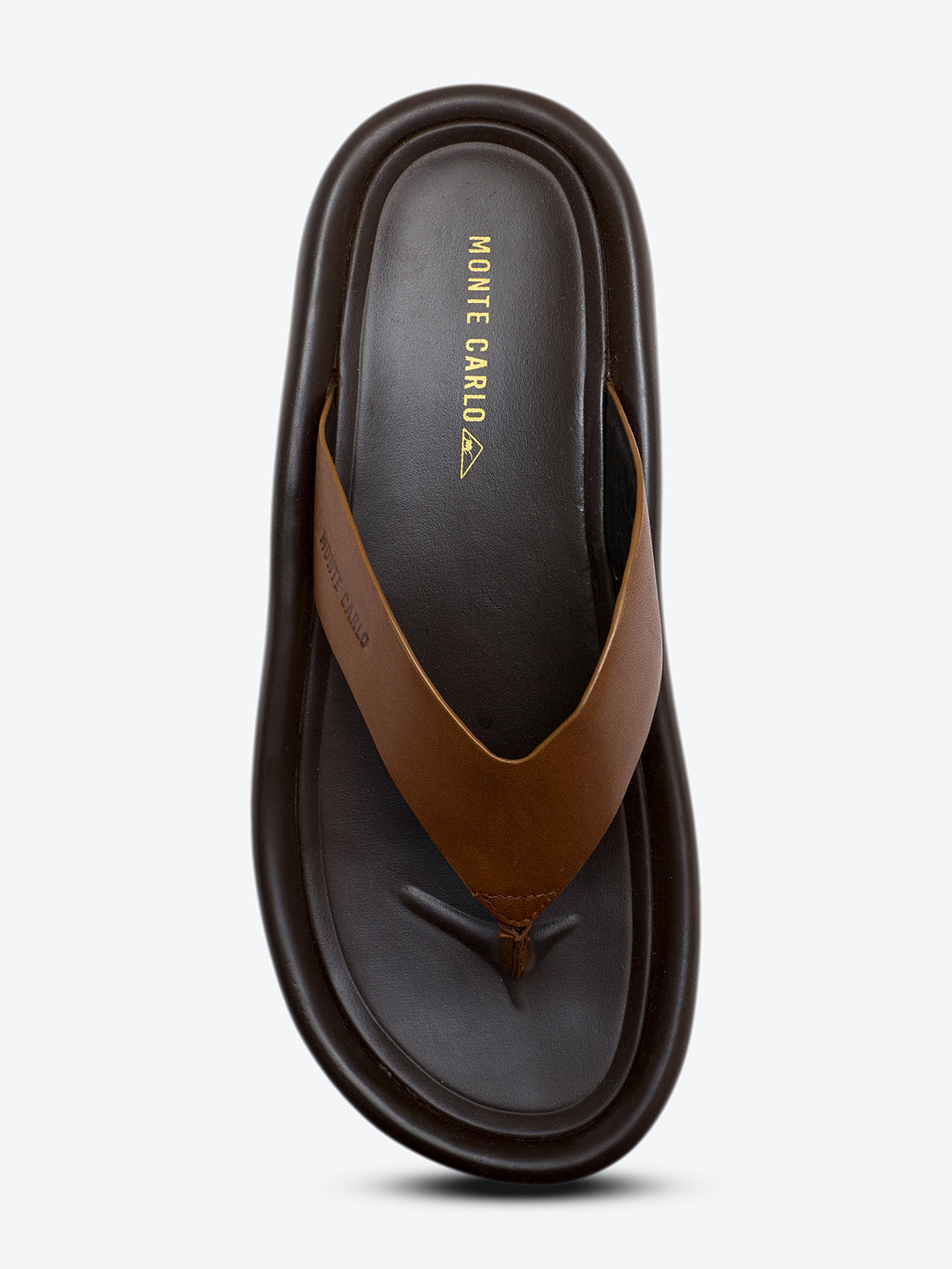 Monte Carlo Brown Slip on Genuine Leather Comfort Sandals for Men