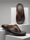Monte Carlo Brown Slip on Genuine Leather Comfort Sandals for Men