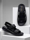 Monte Carlo Black Velcro Genuine Leather Comfort Sandals for Men