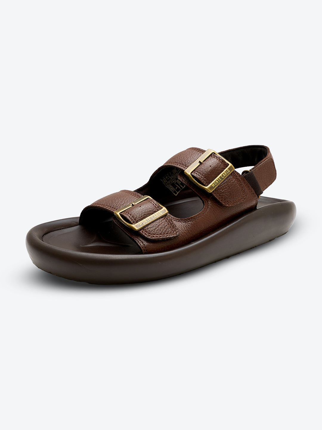 Monte Carlo Brown Velcro Genuine Leather Comfort Sandals for Men