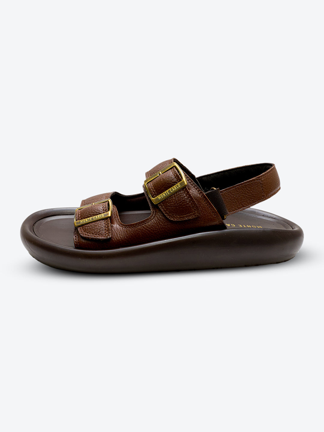 Monte Carlo Brown Velcro Genuine Leather Comfort Sandals for Men