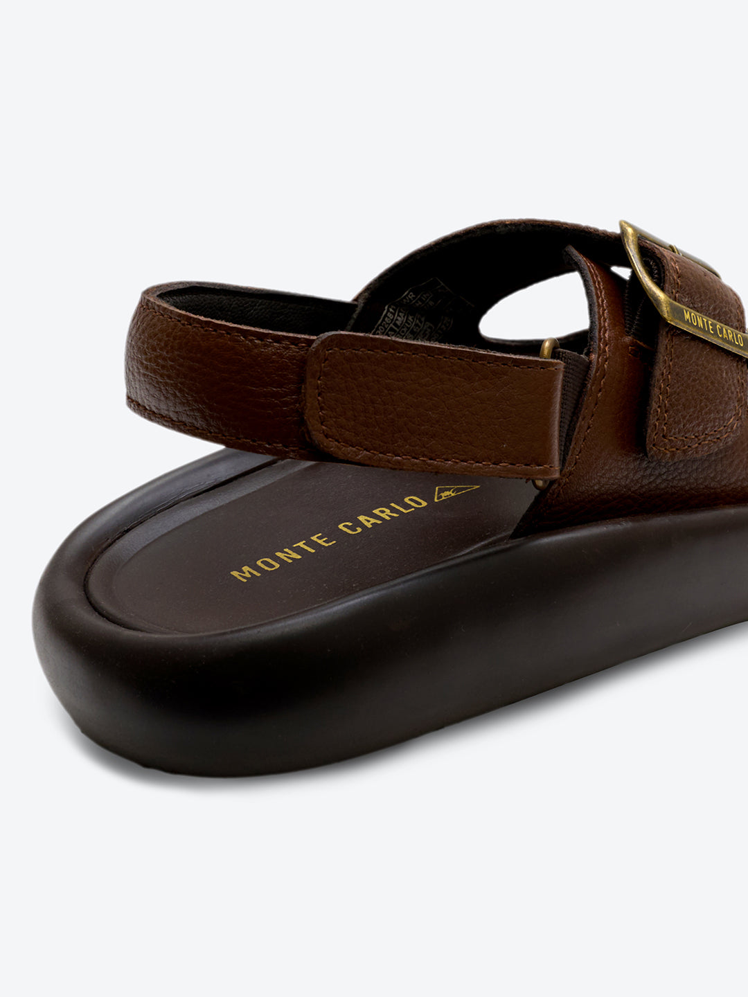 Monte Carlo Brown Velcro Genuine Leather Comfort Sandals for Men