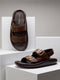 Monte Carlo Brown Velcro Genuine Leather Comfort Sandals for Men