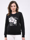 Rock.it Women Black Printed Round Neck Full Sleeve Sweatshirt