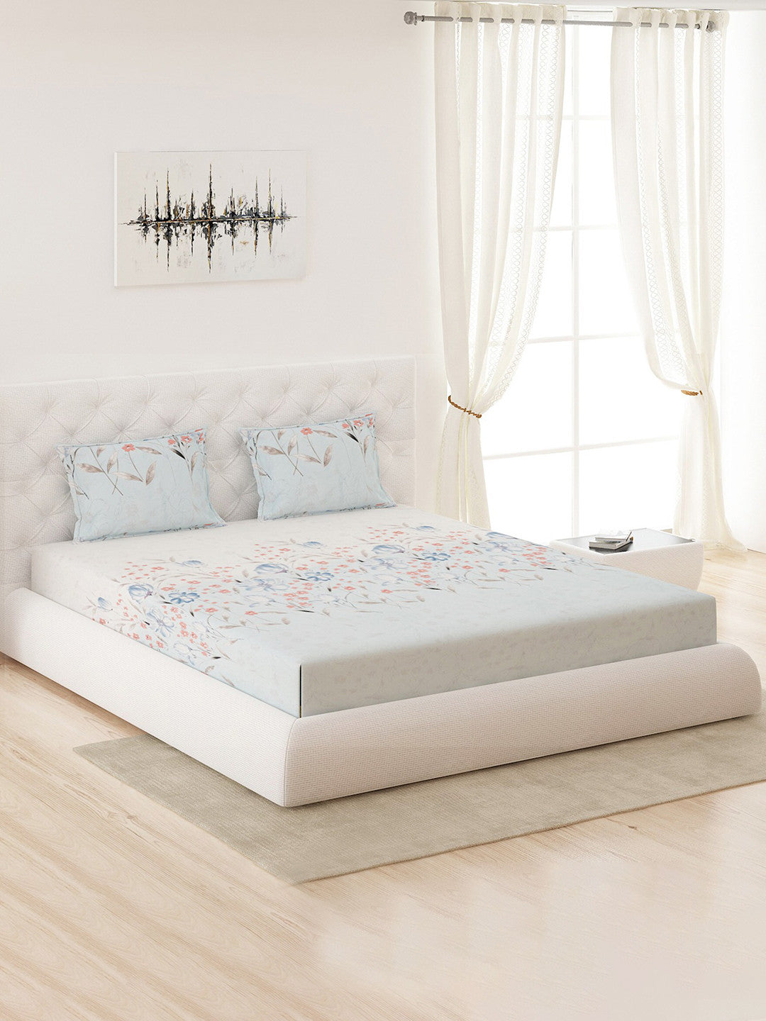 210 TC Cotton King Bedsheet with 2 Pillow Covers