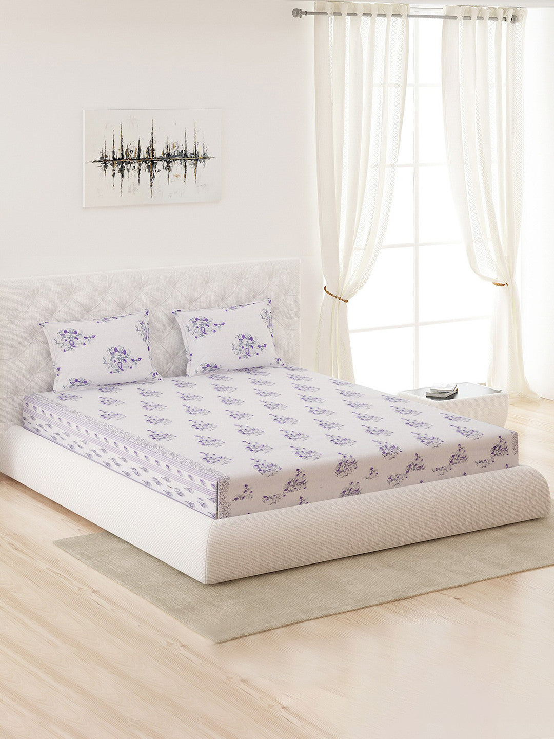 210 TC Cotton King Bedsheet with 2 Pillow Covers