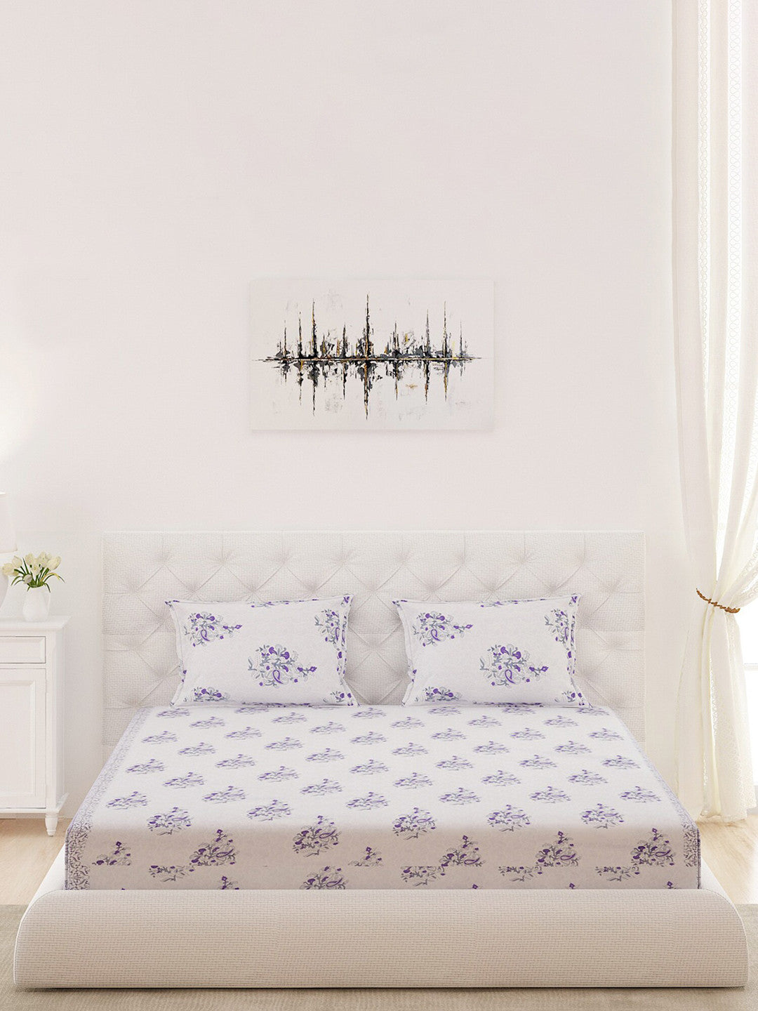 210 TC Cotton King Bedsheet with 2 Pillow Covers