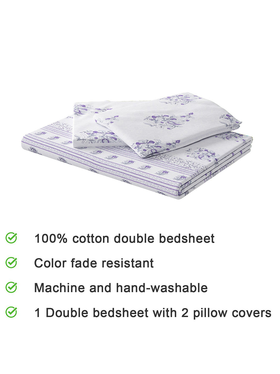 210 TC Cotton King Bedsheet with 2 Pillow Covers
