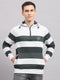 Men Green Stripe Hooded Full Sleeve Sweatshirt