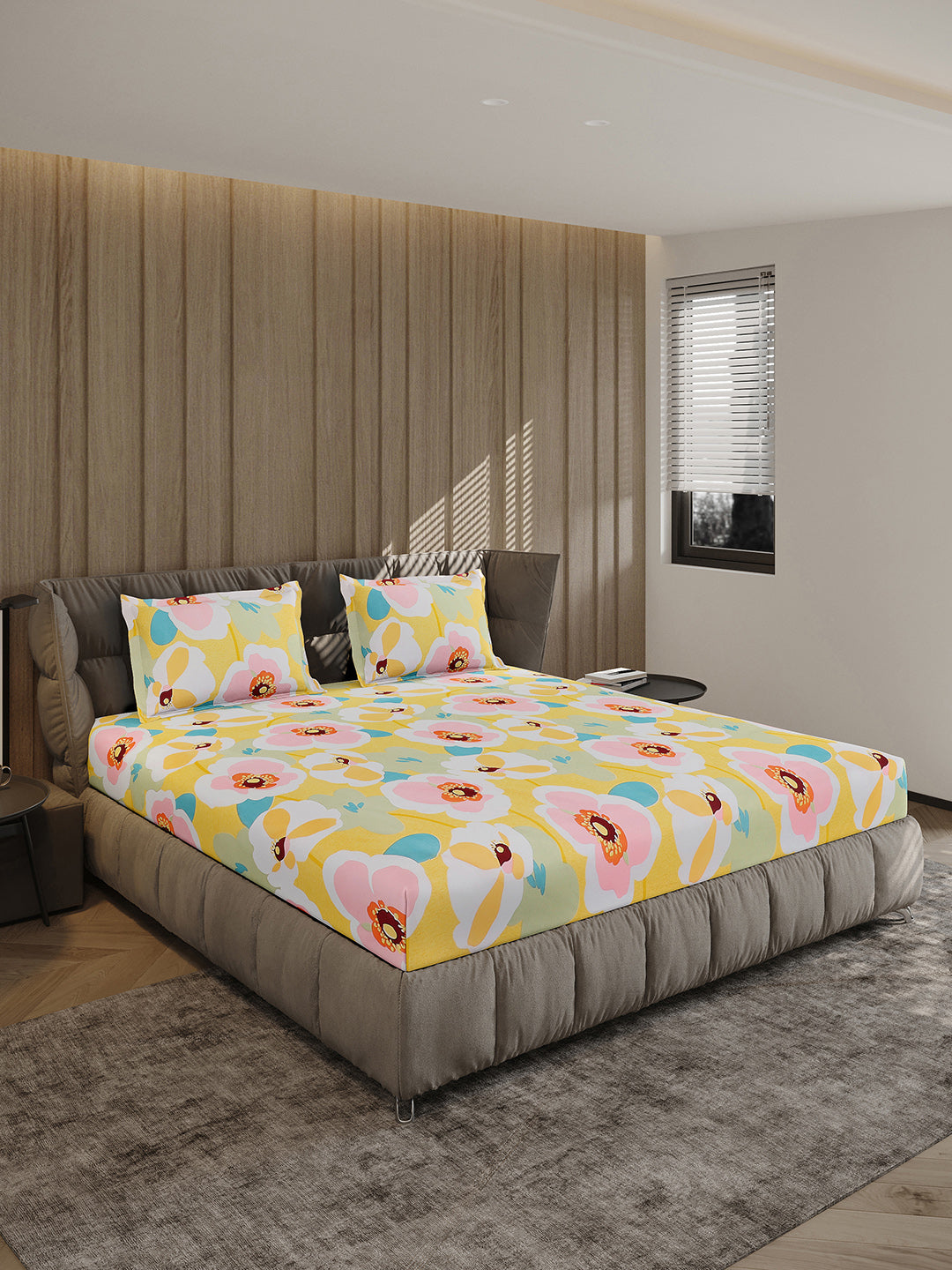 120 GSM Polyester Queen Bed 1 Bedsheet with 2 Pillow Covers (Dazzle)