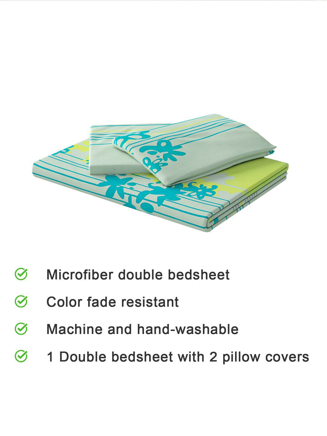 120 GSM Polyester Queen Bed 1 Bedsheet with 2 Pillow Covers (Dazzle)