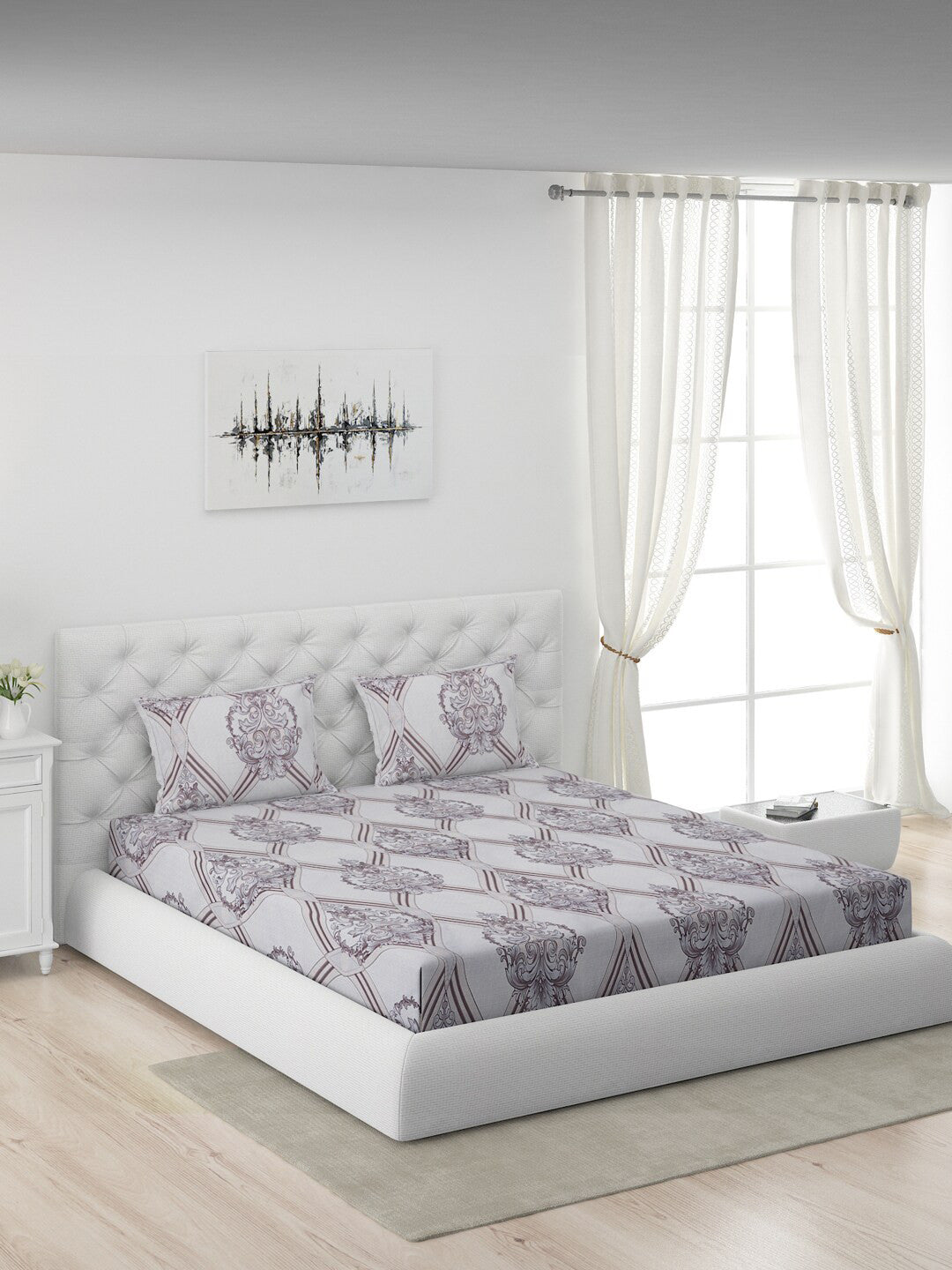 120 GSM Polyester Queen Bed 1 Bedsheet with 2 Pillow Covers (Dazzle)
