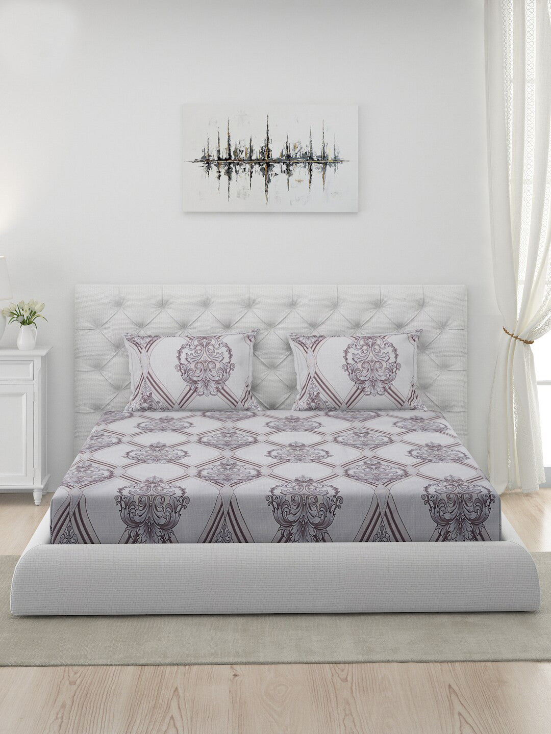 120 GSM Polyester Queen Bed 1 Bedsheet with 2 Pillow Covers (Dazzle)