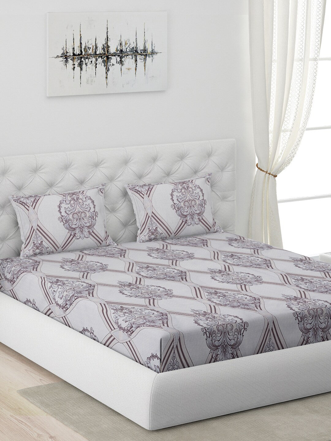 120 GSM Polyester Queen Bed 1 Bedsheet with 2 Pillow Covers (Dazzle)