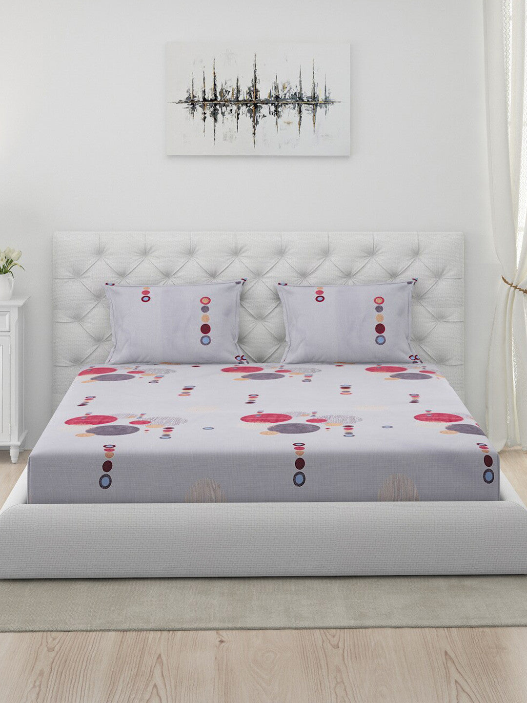 120 GSM Polyester Queen Bed 1 Bedsheet with 2 Pillow Covers (Dazzle)