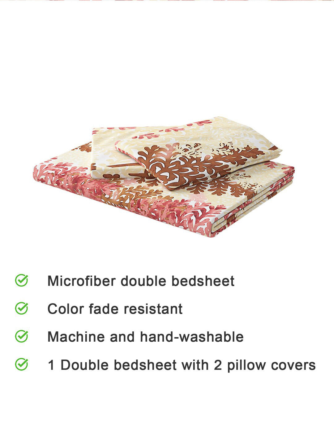 120 GSM Polyester Queen Bed 1 Bedsheet with 2 Pillow Covers (Dazzle)