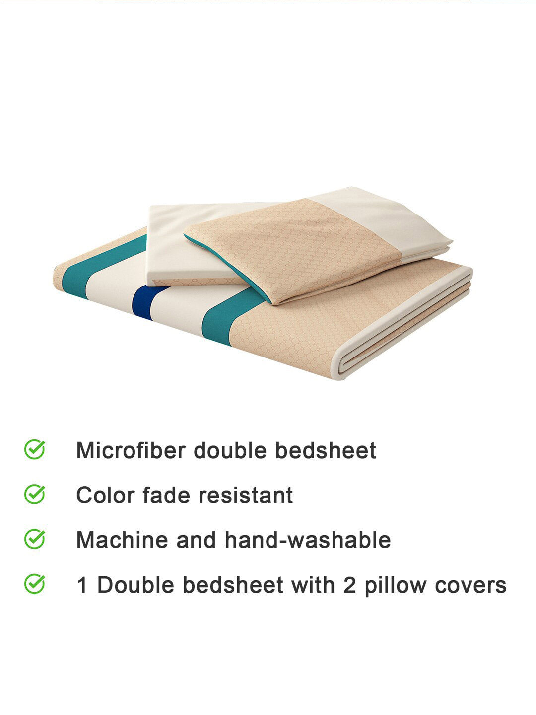 120 GSM Polyester Queen Bed 1 Bedsheet with 2 Pillow Covers (Dazzle)