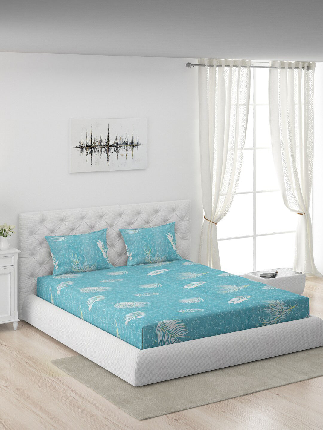 120 GSM Polyester Queen Bed 1 Bedsheet with 2 Pillow Covers (Dazzle)
