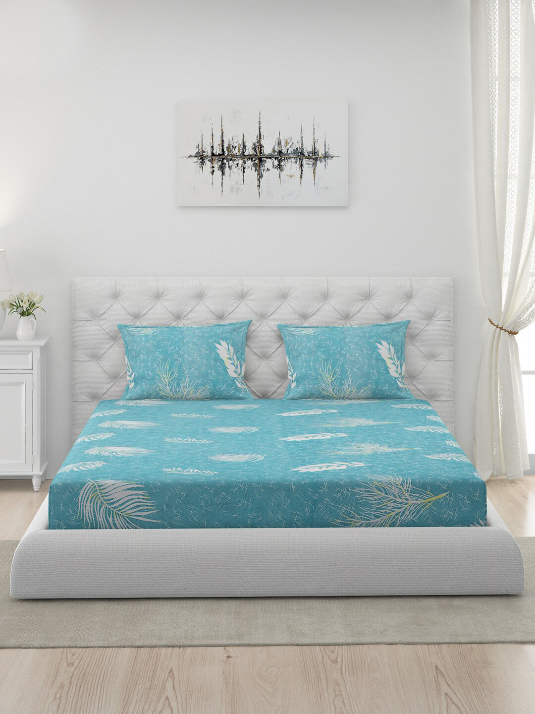 120 GSM Polyester Queen Bed 1 Bedsheet with 2 Pillow Covers (Dazzle)