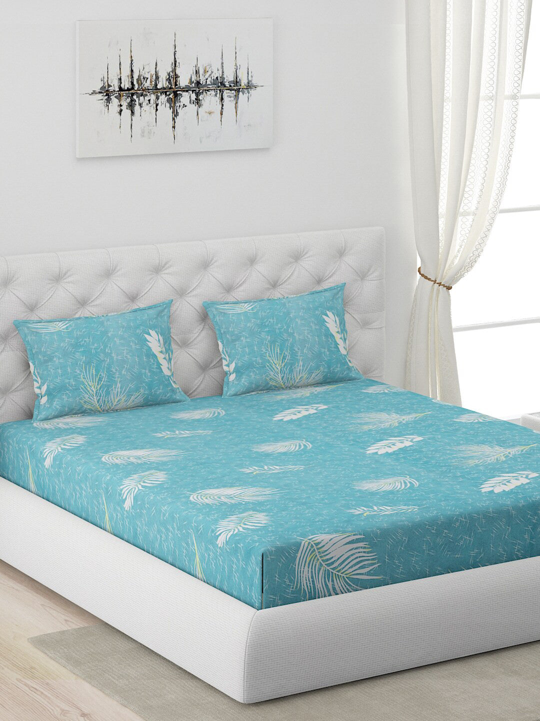 120 GSM Polyester Queen Bed 1 Bedsheet with 2 Pillow Covers (Dazzle)