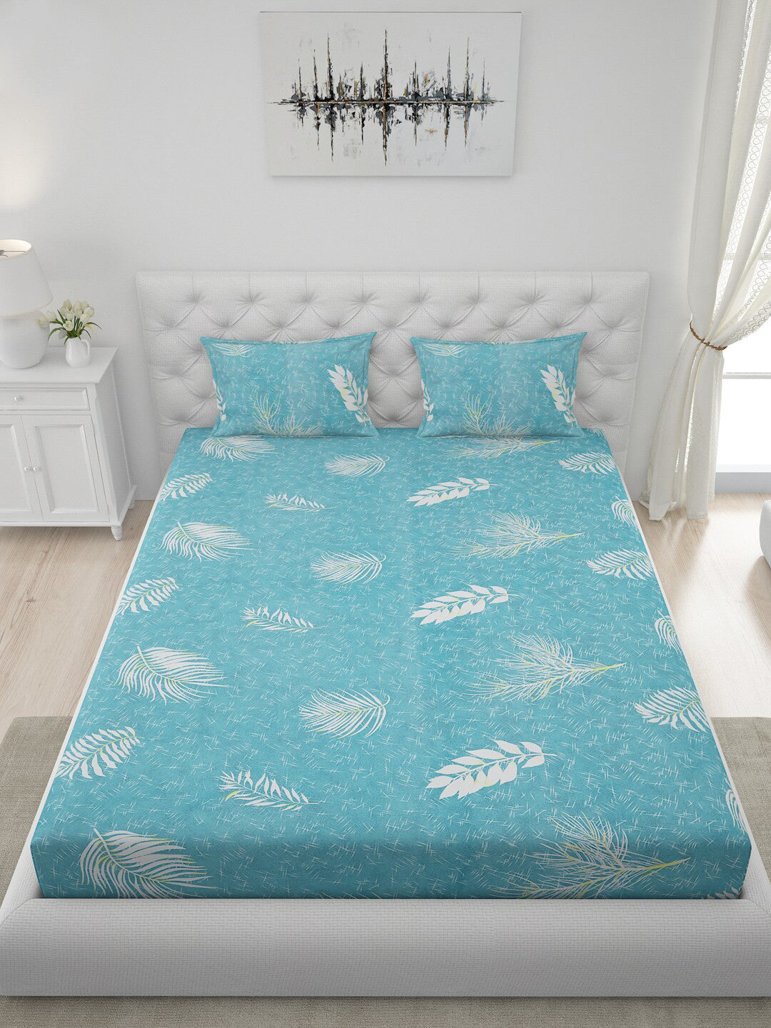 120 GSM Polyester Queen Bed 1 Bedsheet with 2 Pillow Covers (Dazzle)