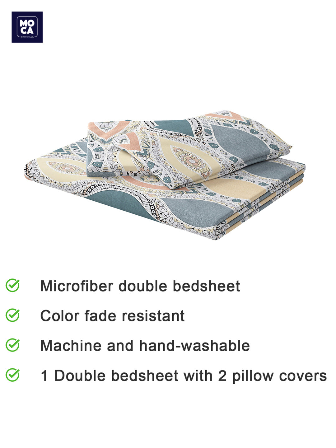 120 GSM Polyester Double Bed 1 Bedsheet with 2 Pillow Covers (Dazzle)