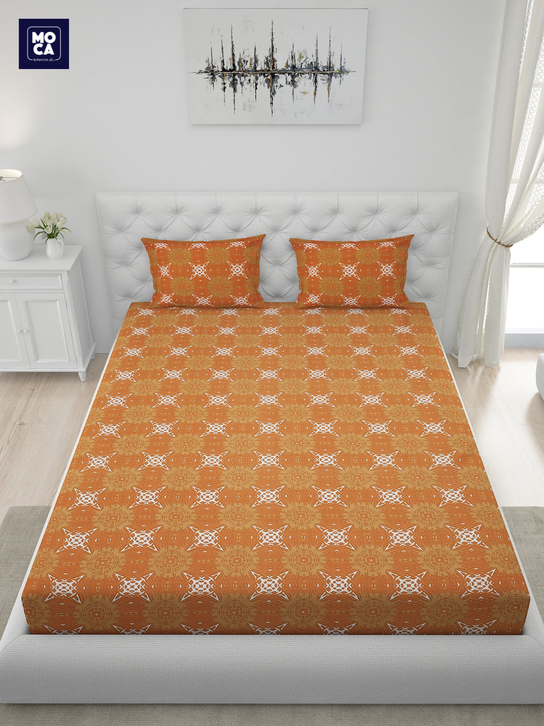 120 GSM Polyester Double Bed 1 Bedsheet with 2 Pillow Covers (Dazzle)