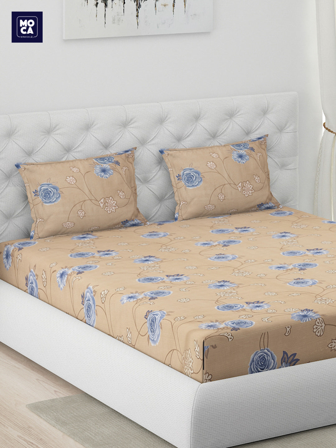 120 GSM Polyester Double Bed 1 Bedsheet with 2 Pillow Covers (Dazzle)