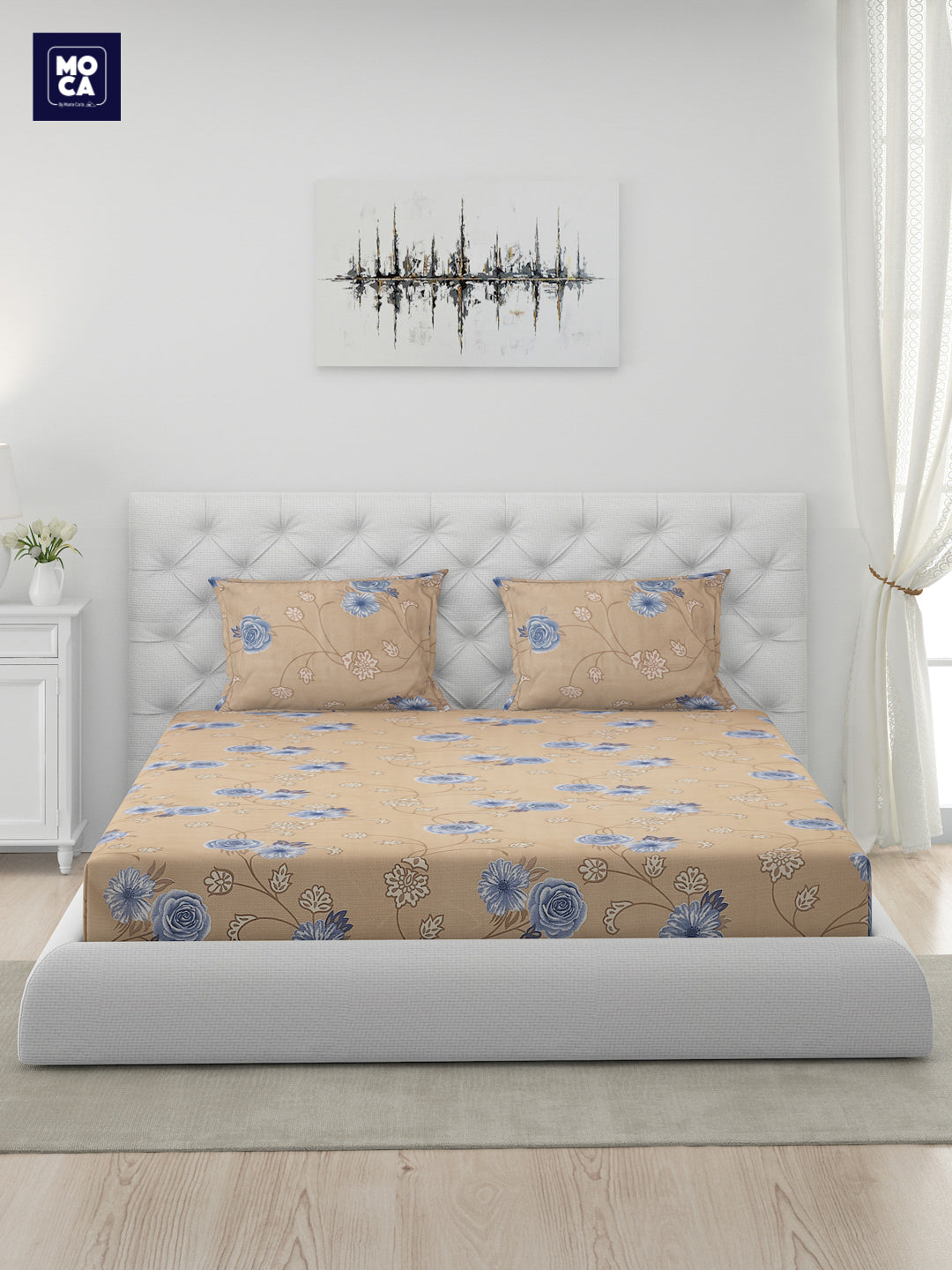 120 GSM Polyester Double Bed 1 Bedsheet with 2 Pillow Covers (Dazzle)