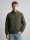 Men Olive Solid Collar Full Sleeve Bomber Jacket