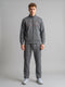 Men Grey Solid Collar Full Sleeve Winter Tracksuit