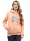 Women Peach Embroidered Hooded Full Sleeve Sweatshirt