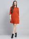 Women Rust Solid Collar 3/4th Sleeve Tunic
