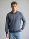 Men Blue Jacquard Collar Full Sleeve Sweatshirt