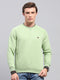 Men Green Solid Round Neck Full Sleeve Sweatshirt