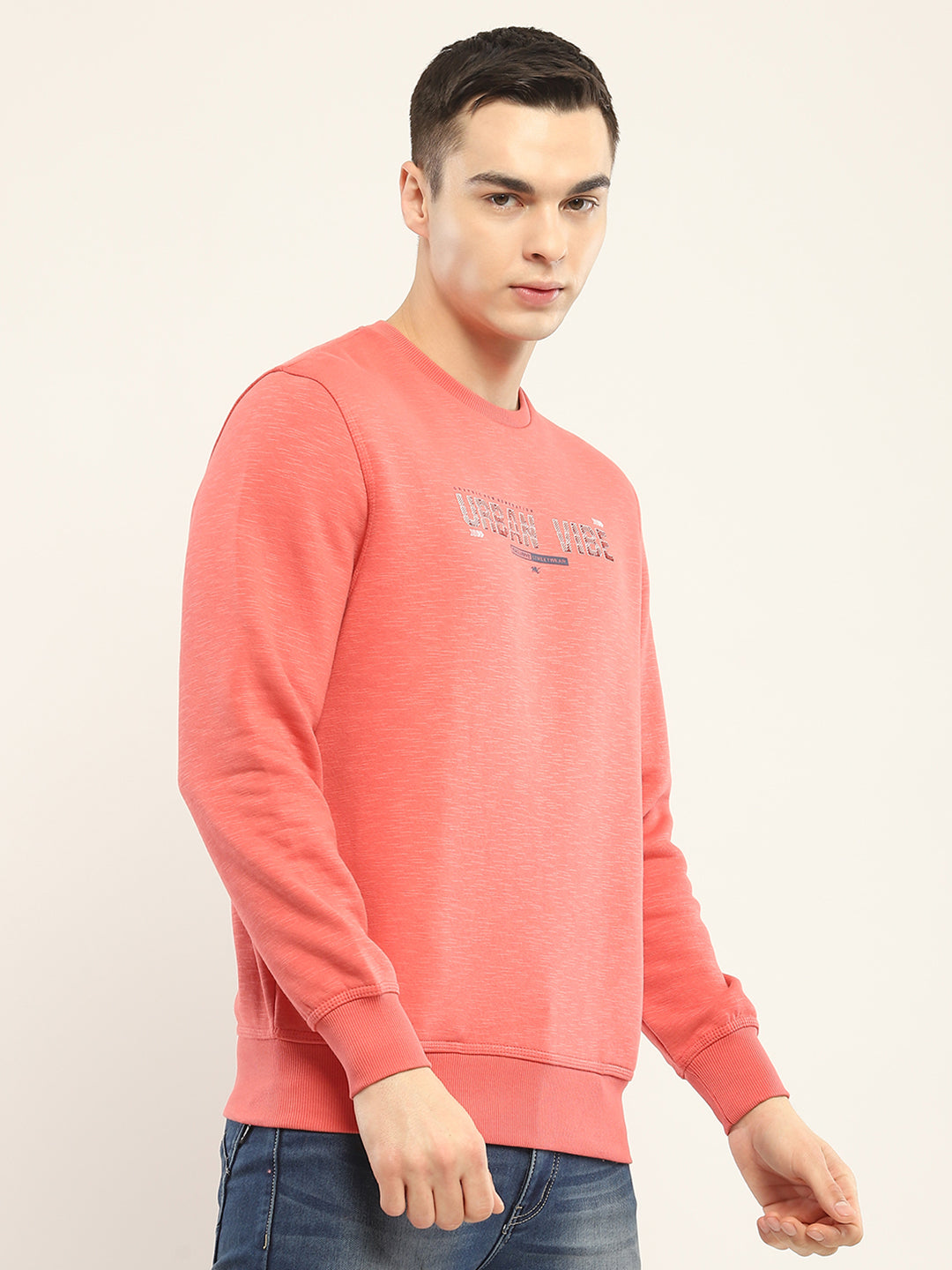 Men Coral Printed Round Neck Full Sleeve Sweatshirt