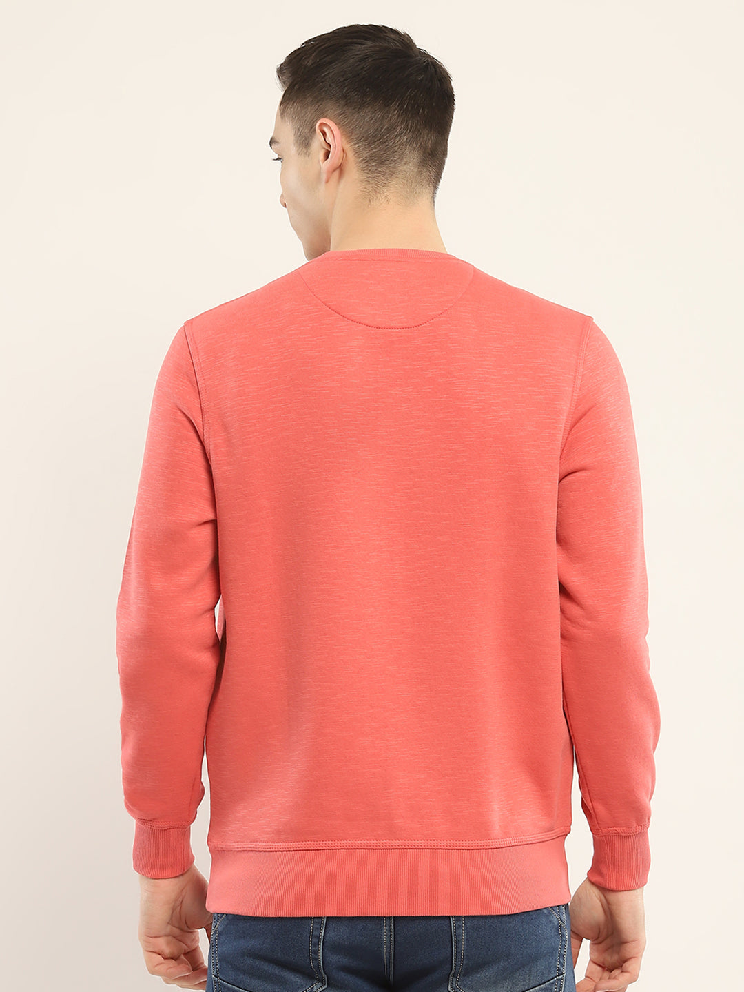 Men Coral Printed Round Neck Full Sleeve Sweatshirt