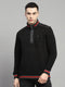 Men Black Solid Mock Neck Full Sleeve Sweatshirt