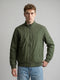 Men Green Solid Stand Collar Full Sleeve Bomber Jacket