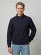 Men Navy Blue Solid Turtle Neck Full Sleeve Bomber Jacket
