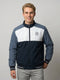 Men Navy Blue Solid Turtle Neck Full Sleeve Bomber Jacket