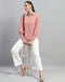 Women Pink Solid Collar Full Sleeve Winter Top