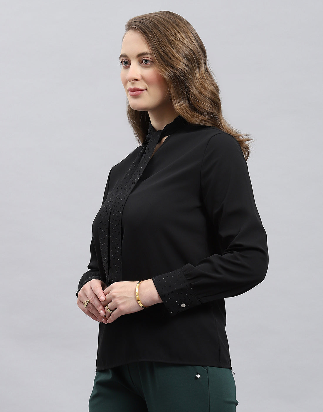 Buy Women Black Solid Mock Neck Full Sleeve Winter Top Online in