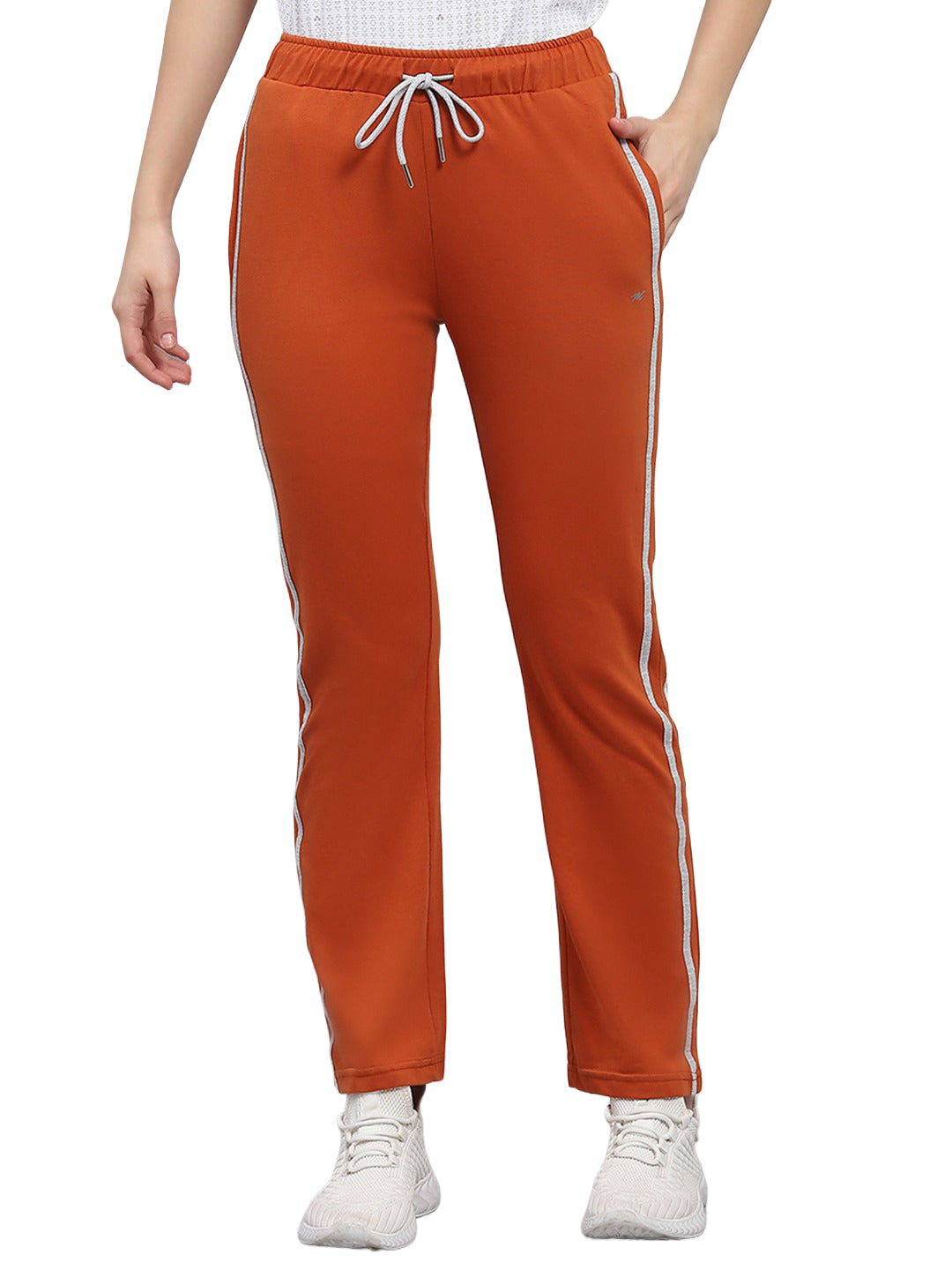Women Orange Solid Regular Fit Lower