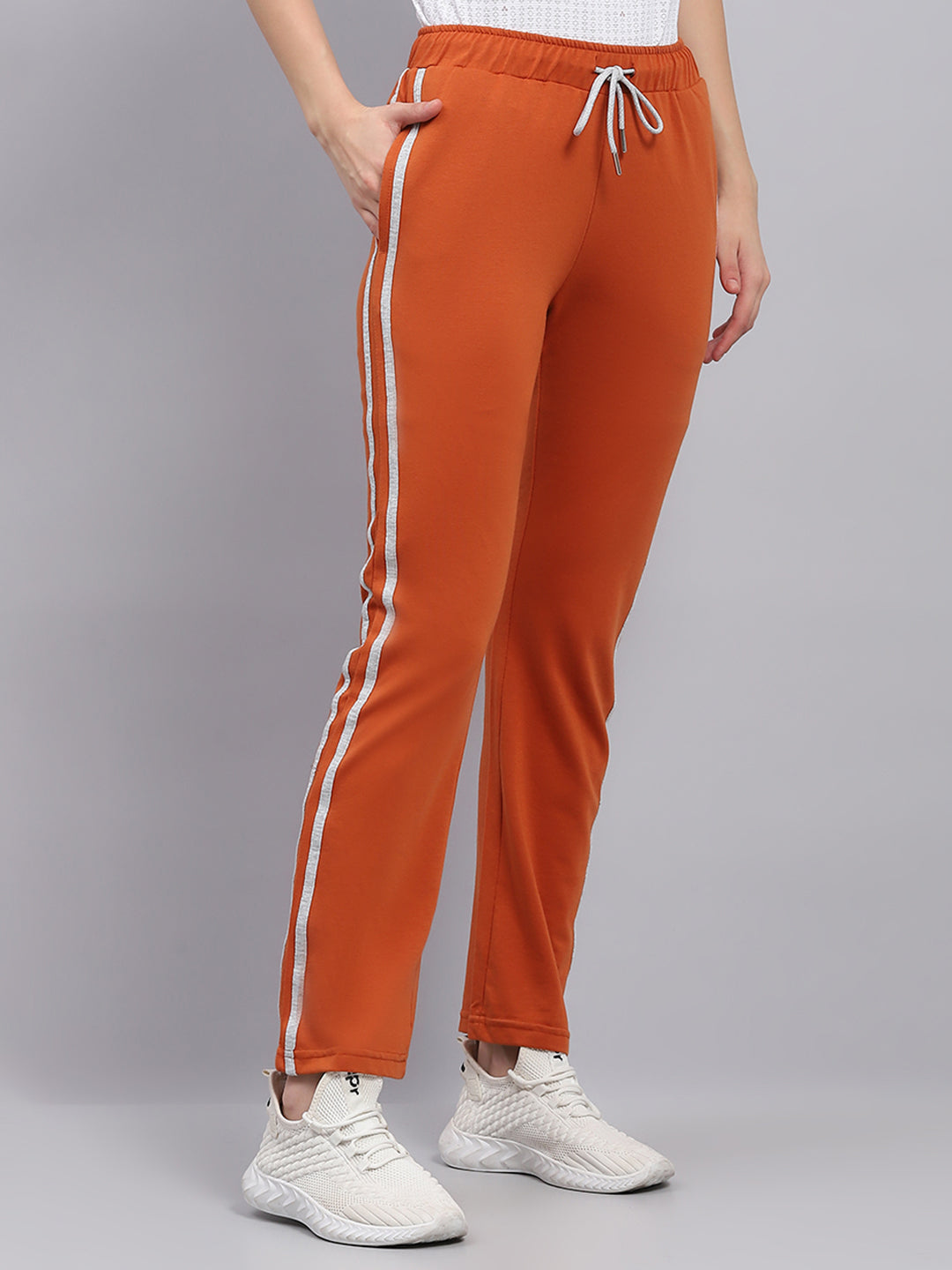 Women Orange Solid Regular Fit Lower