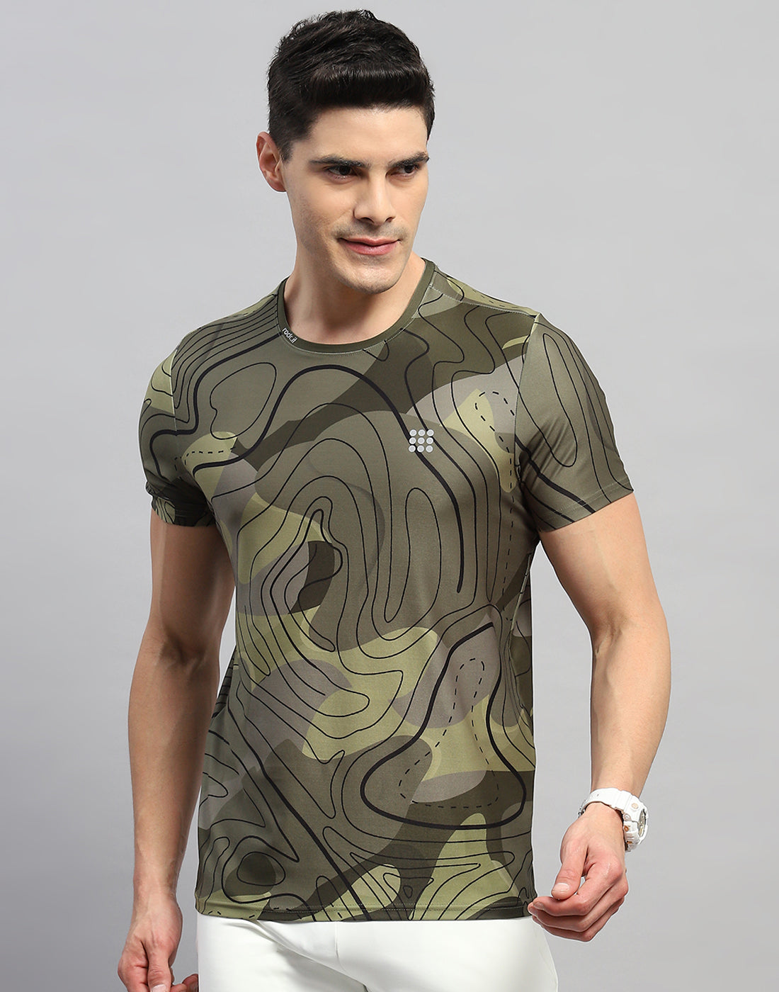 Rock.it Men Green Printed Round Neck Half Sleeve T-Shirt