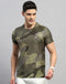 Rock.it Men Green Printed Round Neck Half Sleeve T-Shirt