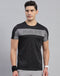 Rock.it Men Black Self Design Round Neck Half Sleeve T-Shirt