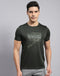 Rock.it Men Olive Self Design Round Neck Half Sleeve T-Shirt