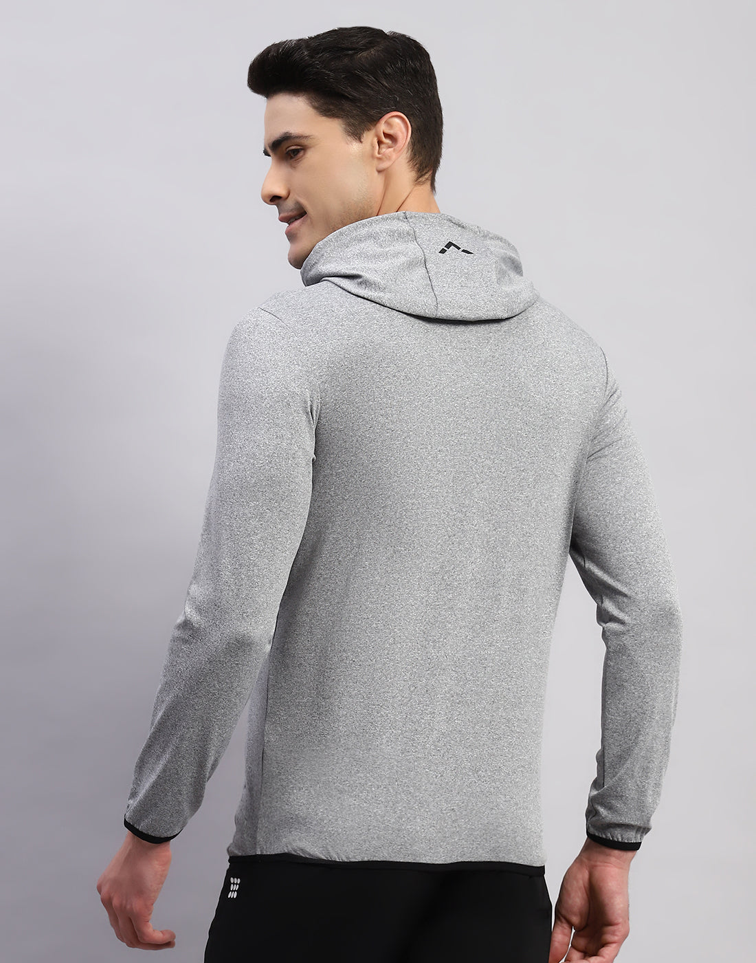 Rock.it Men Grey Solid Hooded Full Sleeve T-Shirt